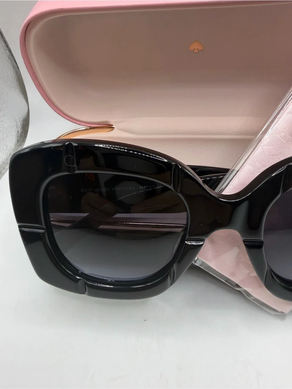 Black Oversized Square Sunglasses with Pink Case. Kate spade. Brand new